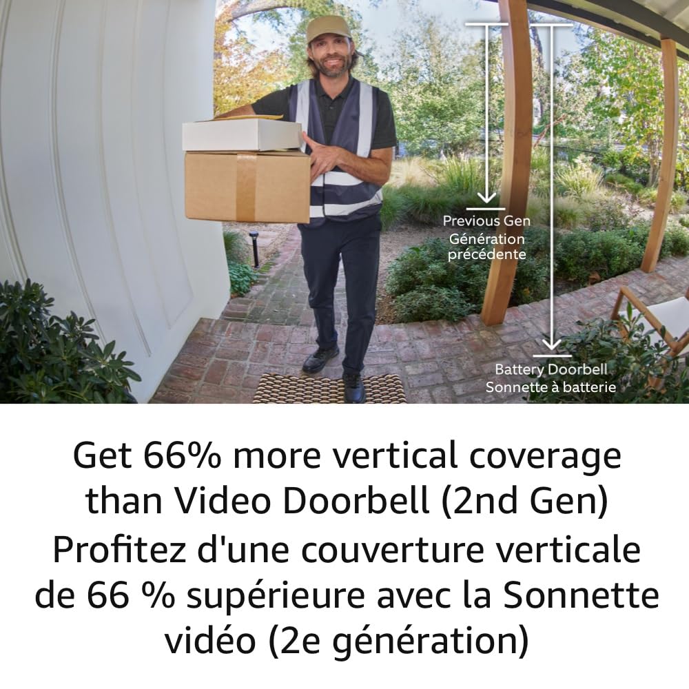 Ring Battery Doorbell — Head-to-Toe Video, Live View with Two-Way Talk, and Motion Detection & Alerts (2024 release), Satin Nickel - PuriLite