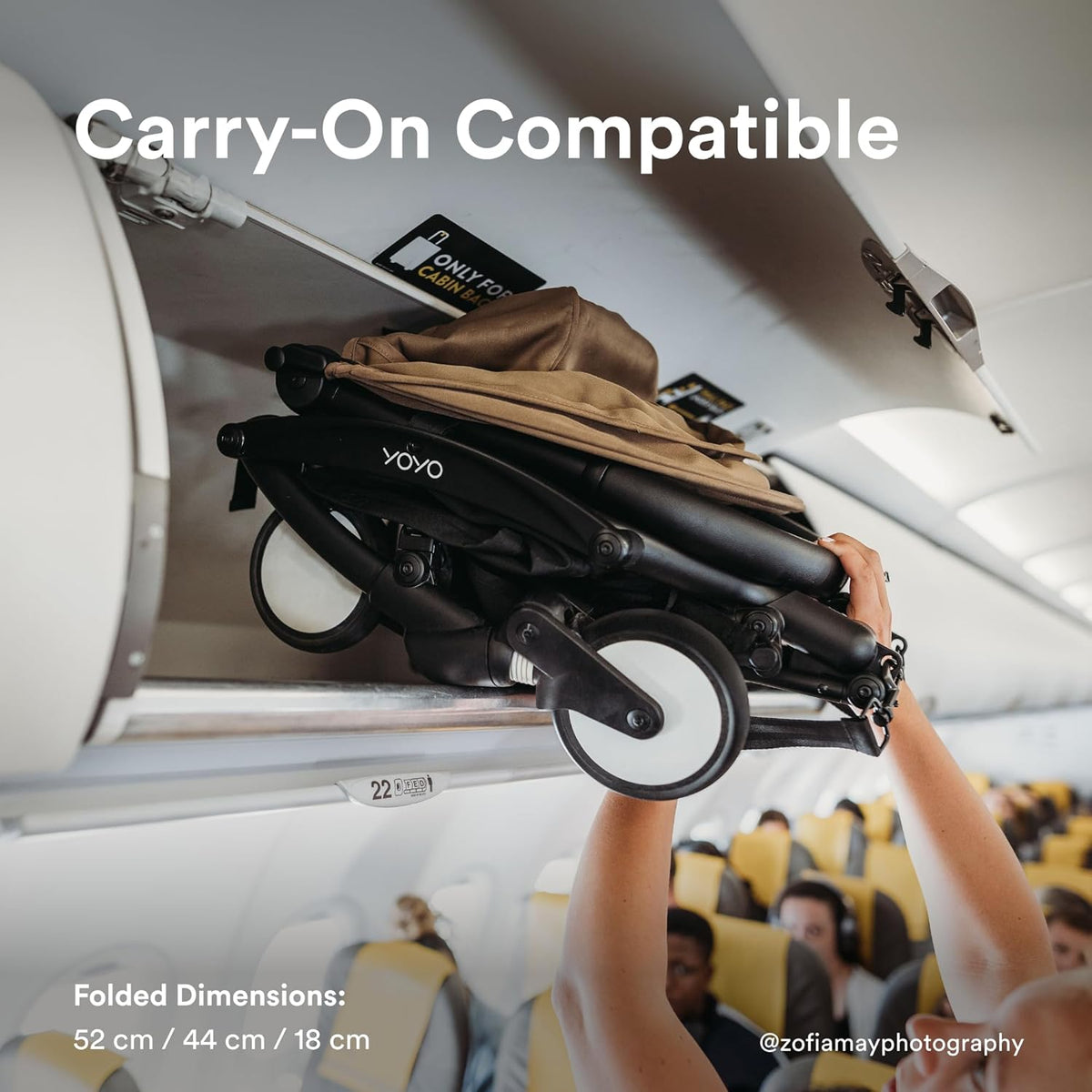 Stokke YOYO3 Stroller from 6 Months - Includes Black Frame, Seat Cushion & Canopy - Folds In & Out in a Flash - Light & Compact - Carry-On Compatible - PuriLite