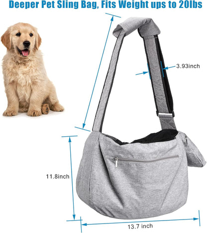 Ownpets Pet Dog Sling Carrier Bag Adjustable Padded Strap Dog Hand Free Safe Mesh Pet Carrier for Small Medium Dog Cat, Fit 10lbs up to 20 Pounds - PuriLite