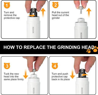 IREDOON Dog Nail Grinder Replacement Head-Integrated Grinding Head for Casfuy and Most Brands, Highly Efficient, Safe and Durable (3pcs) - PuriLite
