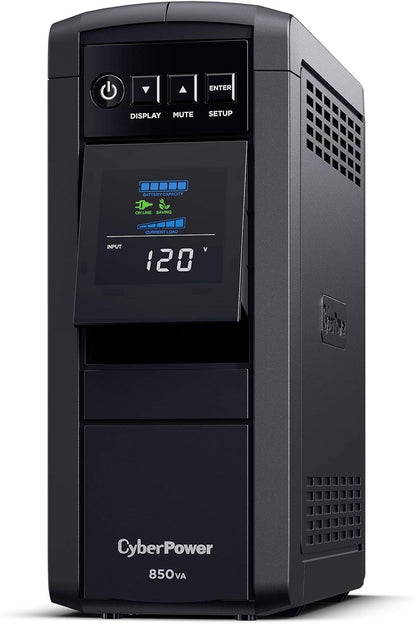 CyberPower CP1500PFCLCD PFC Sinewave UPS System, 1500VA/1000W, 12 Outlets, AVR, Mini Tower, Black - PuriLite