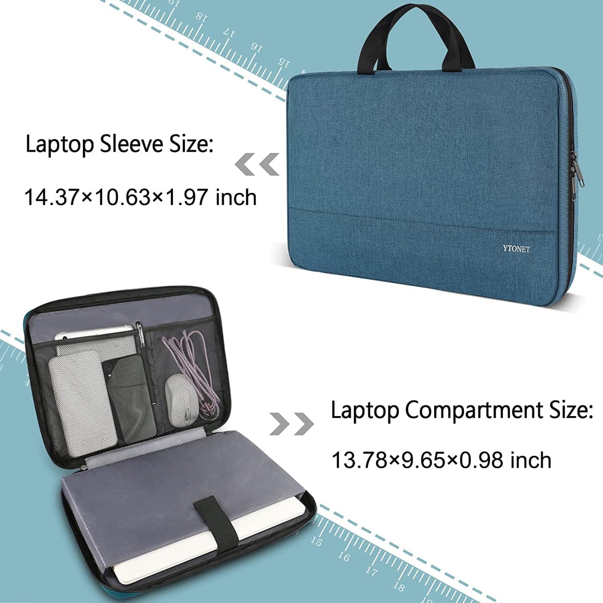 Ytonet Laptop Sleeve, 15.6 inch TSA Laptop Bag Laptop Case Water Resistant Computer Carrying Bag Compatible for Lenovo, HP, Dell, Asus Notebook, Gifts for Men Women, Grey - PuriLite