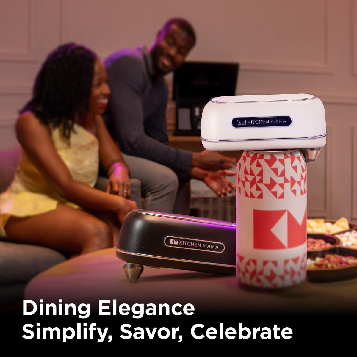 Kitchen Mama Orbit One Stainless Steel Rechargeable Electric Can Opener: Hands-Free, USB-C Charging, Automatic Stop, Smooth Edge, Safety, Blade for Large Cans, Heavy Duty, Soda Can and Pop Can - PuriLite