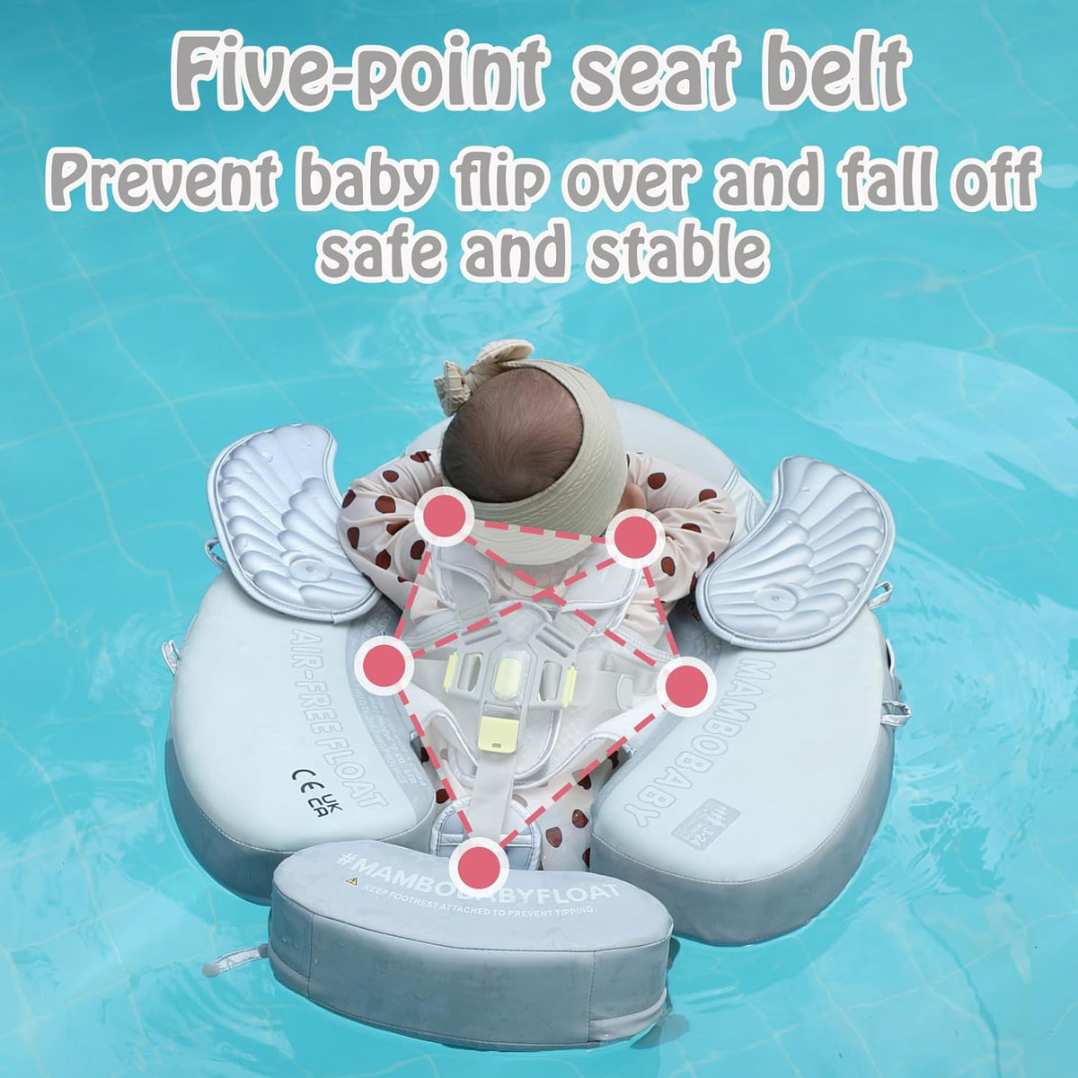 Mambobaby Baby Swim Float with Canopy, Non-Inflatable Solid Baby Float, Upgrade Soft Skin-Friendly Material Infant Swim Float - PuriLite