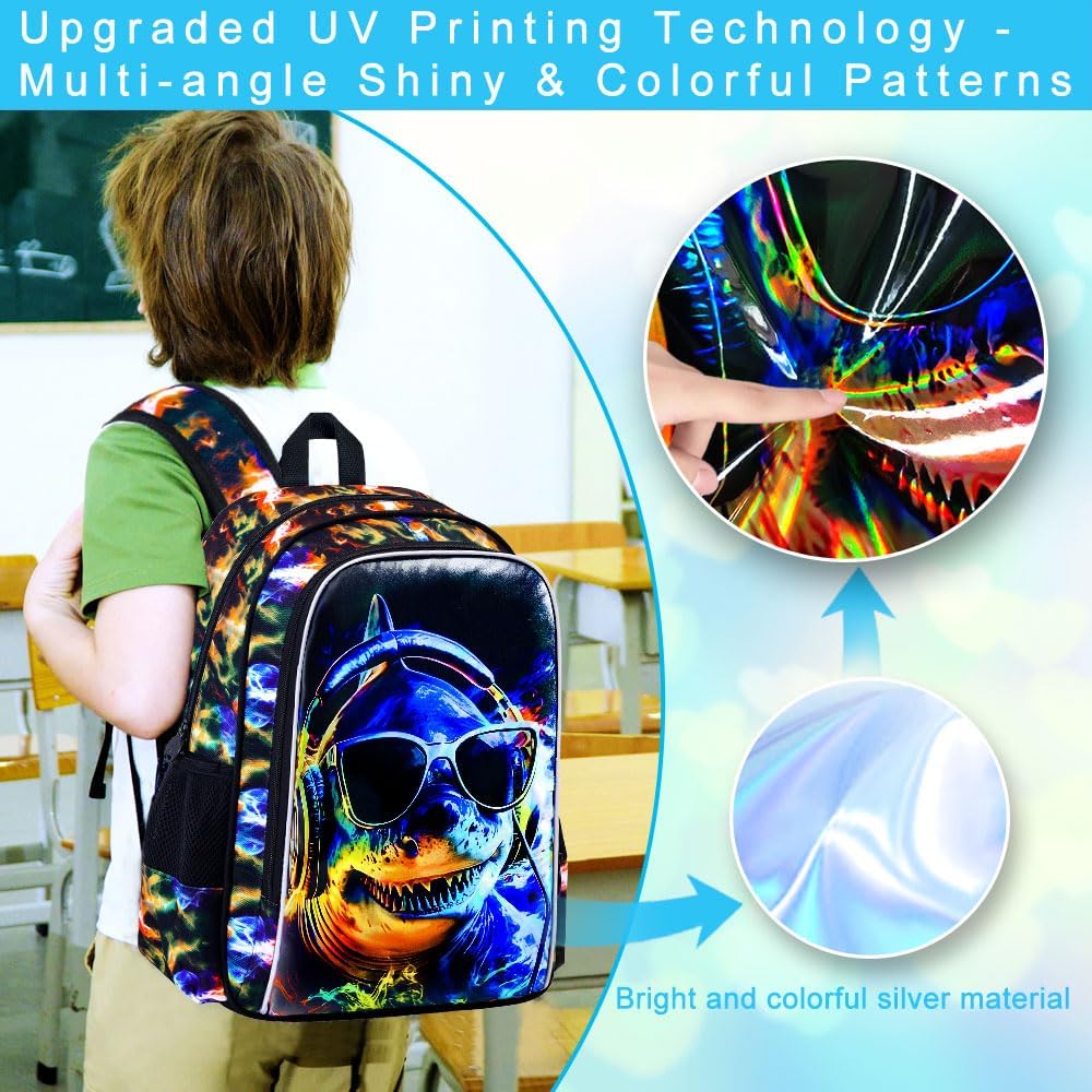 3pcs Backpack for Boys and Girls, 16” Kids Kindergarten Bookbag with Lunch Box, Cute Elementary Backpacks for Boy Girl - PuriLite