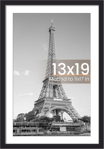 upsimples 11x14 Picture Frame, Display Pictures 8x10 with Mat or 11x14 Without Mat, Wall Hanging Photo Frames, Black - PuriLite