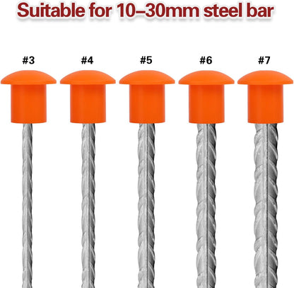 KEILEOHO 100 PCS Orange Plastic Mushroom Rebar Caps - Size #3-#7, 10M - 25M - PuriLite