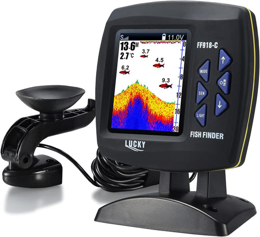 Fish Finder Wired Transducer Sensor Fishfinder 45 Degrees Underwater Fishing Camera Portable Fish Finder Waterproof Underwater Monitor LCD Fish Locator Boat Fishfinder Fish Detector - PuriLite