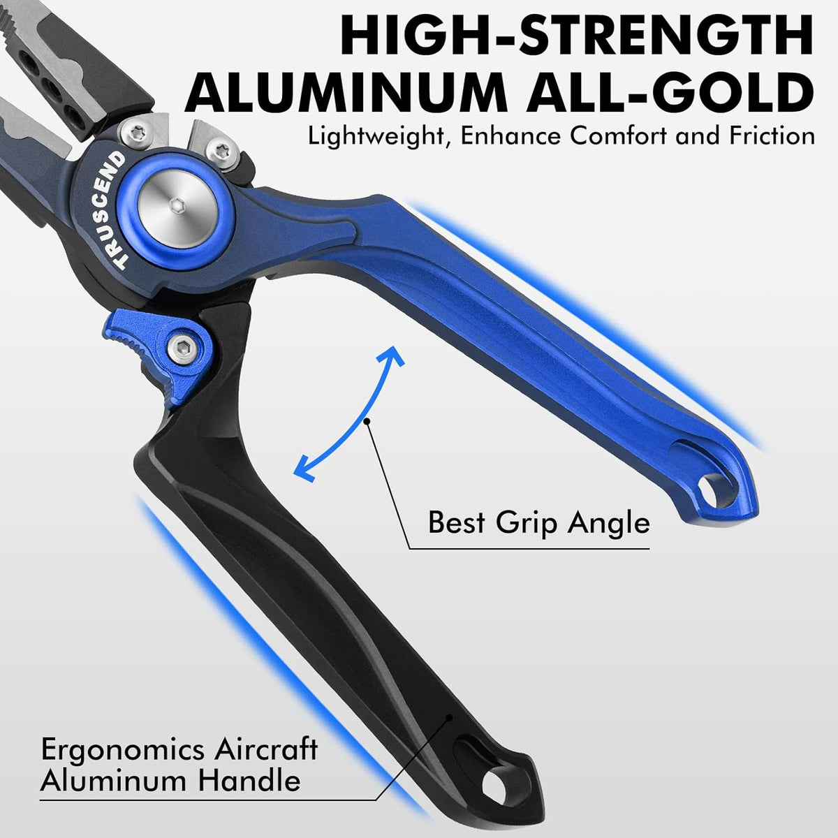 TRUSCEND Lockable Handy Fishing Pliers with Innovative Ergonomic Handle, Saltwater Corrosion Resistant Teflon Coated Fishing Tool, Multi-Function Fishing Gear with Mo-V Cutter, Amazing Fishing Gift - PuriLite