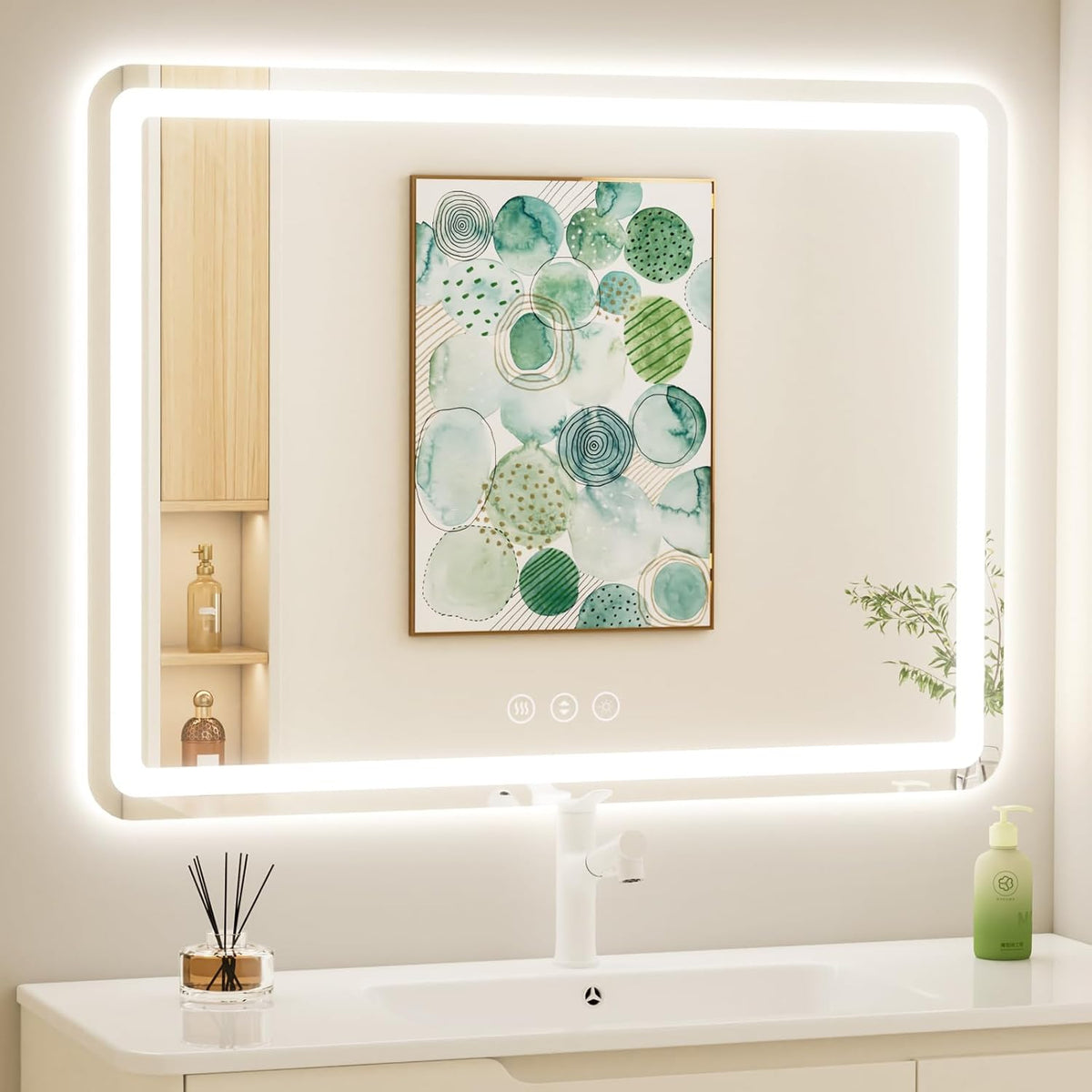 Lmsedf 24" x 32"Rectangle LED Bathroom Mirror with Lights, Backlit & Front Lighted, Wall-Mounted Vanity Mirror 3000K/4000K/6000K, Memory Functions, Anti-Fog, Dimmable Smart Mirror - PuriLite
