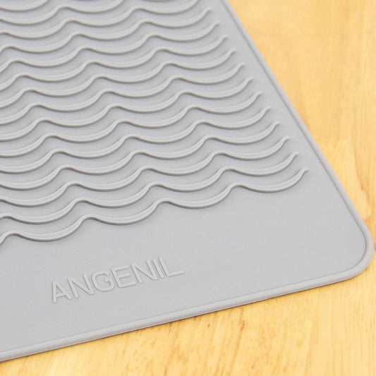 ANGENIL Pro Travel Flat Iron Heat Resistant Silicone Mat Pad, for Hair Straightener Tools, Travel Ceramic Titanium Flat Iron, Hair Curler, Curling Iron Wand Mat for Counter Large Size 11.02" x 7.9" - PuriLite