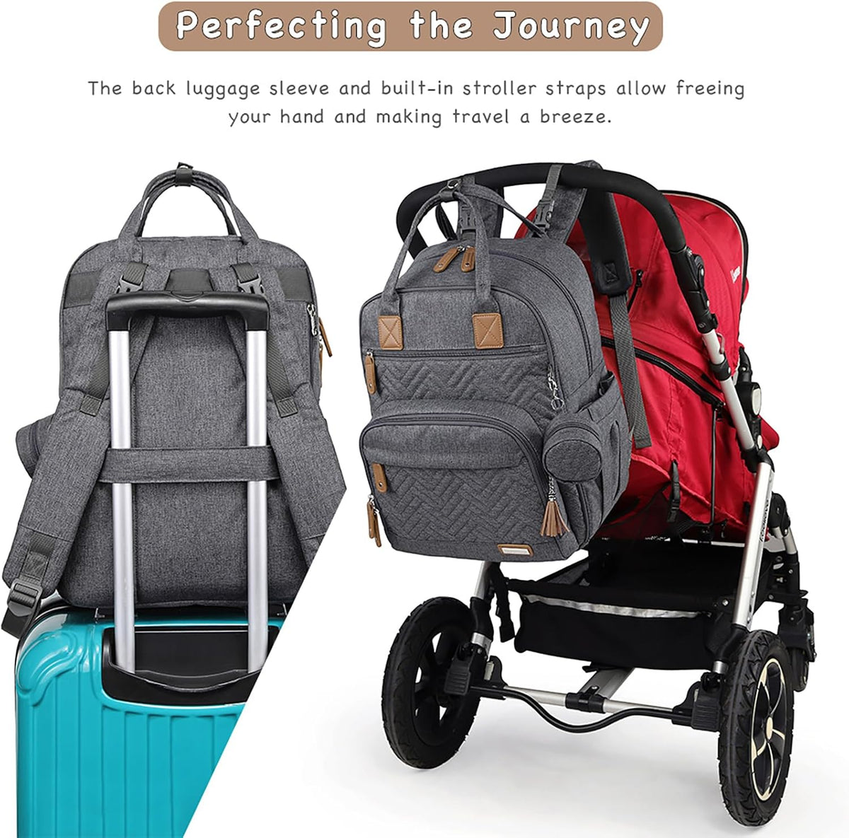 Diaper Bag Backpack, iniuniu Large Baby Bags with Diaper Pouch, Washable Changing Pad, Pacifier Case and Stroller Straps - PuriLite