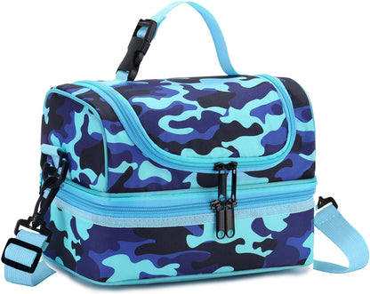 VASCHY Lunch Box Bag Men, Insulated Two Compartments Bento Cooler Bags for Adults/Women/Kids for School,Daycare,Kindergarten,Picnic Black - PuriLite