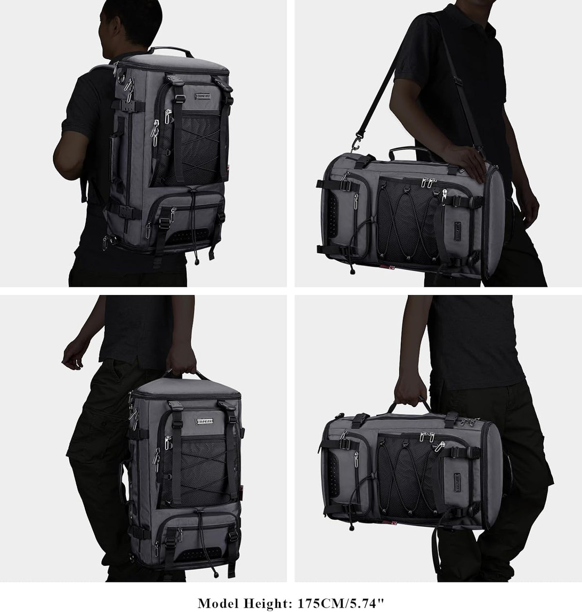 WITZMAN Travel Backpack for Men Large Carry on Backpack Convertible 3 in 1 Bags with Shoe Compartment Fit 17 Inch Laptop(B689 Black) - PuriLite