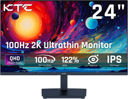 KTC 32 Inch 2K Computer Monitor, IPS 1440p Monitor with Ultra-Thin Bezels, HDR10, Freesync/G-sync, HDMI/DP Ports, Tilt Adjustable, Eyecare, Ideal for Business, Office, and Casual Gaming - PuriLite