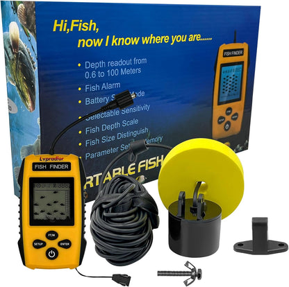 Lvpradior Portable Fish Finder, Wired Castable Kayak Boat Fishing Finder, Ice Fishing Gear Accessories, Handheld Water Depth Fish Finder with Sonar and LCD Display - PuriLite