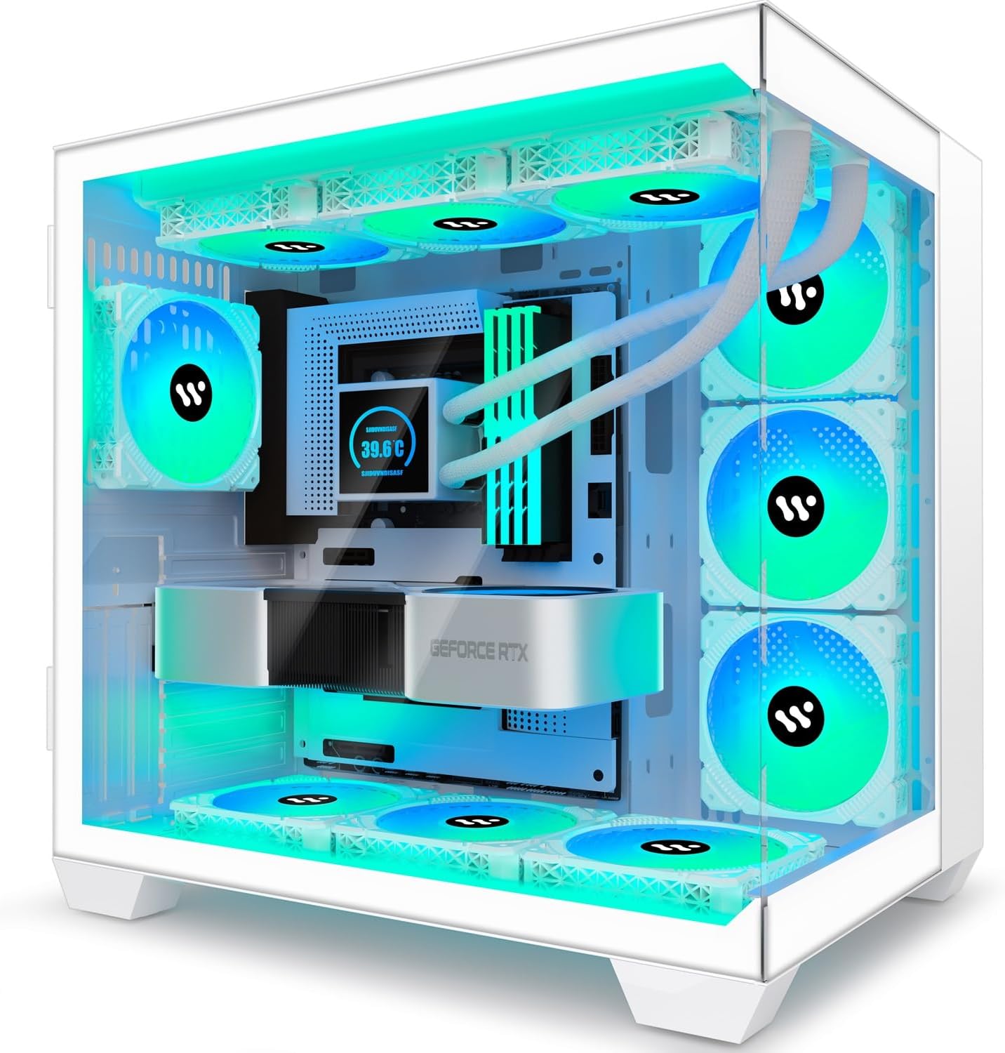 KEDIERS ATX PC Case,6 PWM ARGB Fans Pre-Installed,360MM RAD Support,Gaming 270° Full View Tempered Glass Mid Tower Pure White ATX Computer Case,C690 - PuriLite