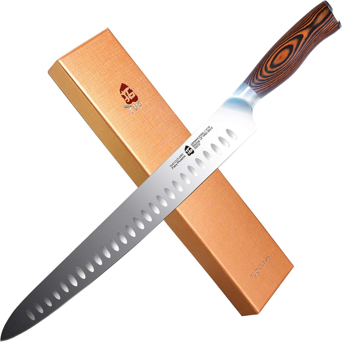 TUO Boning Knife - Razor Sharp Fillet Knife - High Carbon German Stainless Steel Kitchen Cutlery - Pakkawood Handle - Luxurious Gift Box Included - 7 inch - Fiery Phoenix Series - PuriLite