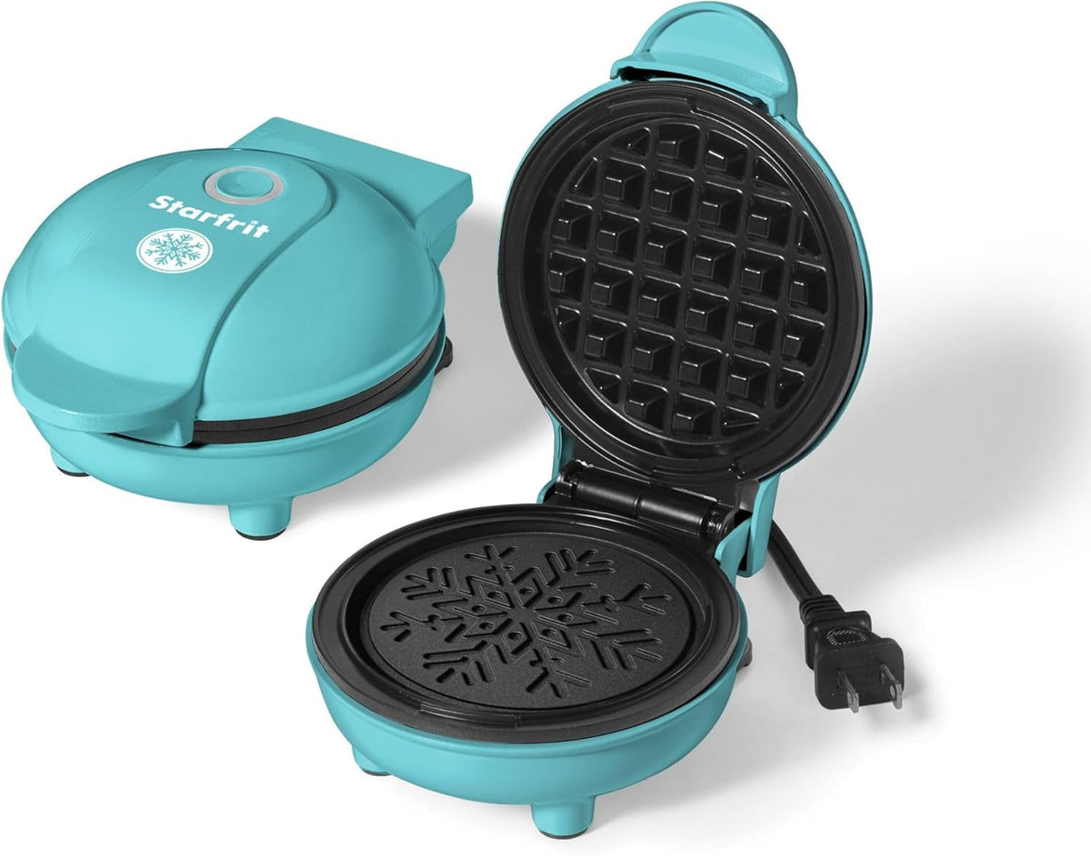 Starfrit 4-Inch Non-Stick Mini Waffle Maker – Snowflake Shape - Compact - Easy to Clean - 350W - PuriLite