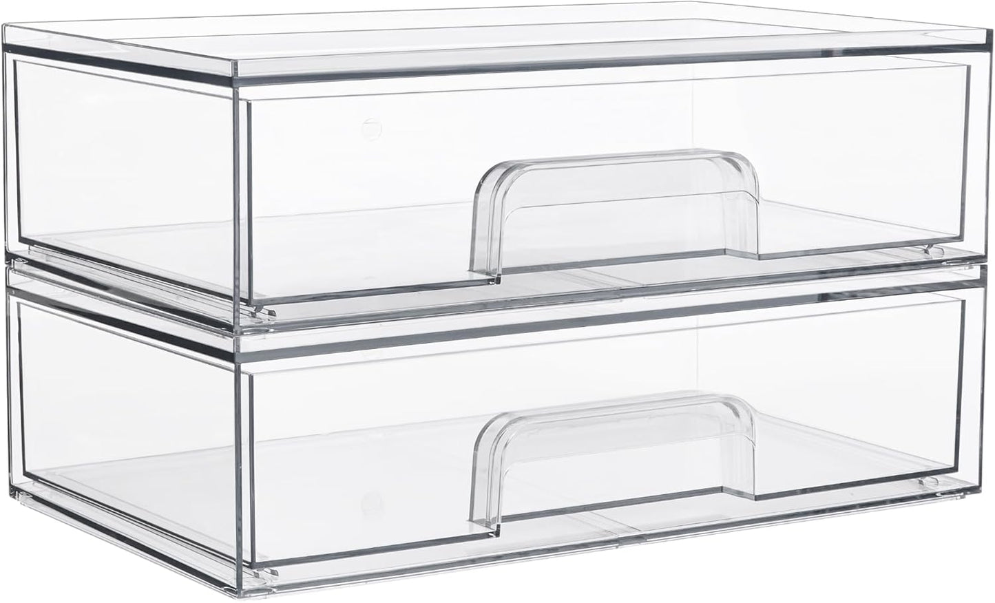 Vtopmart 3 Pack Stackable Clear Plastic Drawer Organizer, Makeup Organizers and Storage for Eyeshadow Palettes, Cosmetics, Beauty Supplies, Ideal for Vanity, Desk, Office, Bathroom Organization - PuriLite