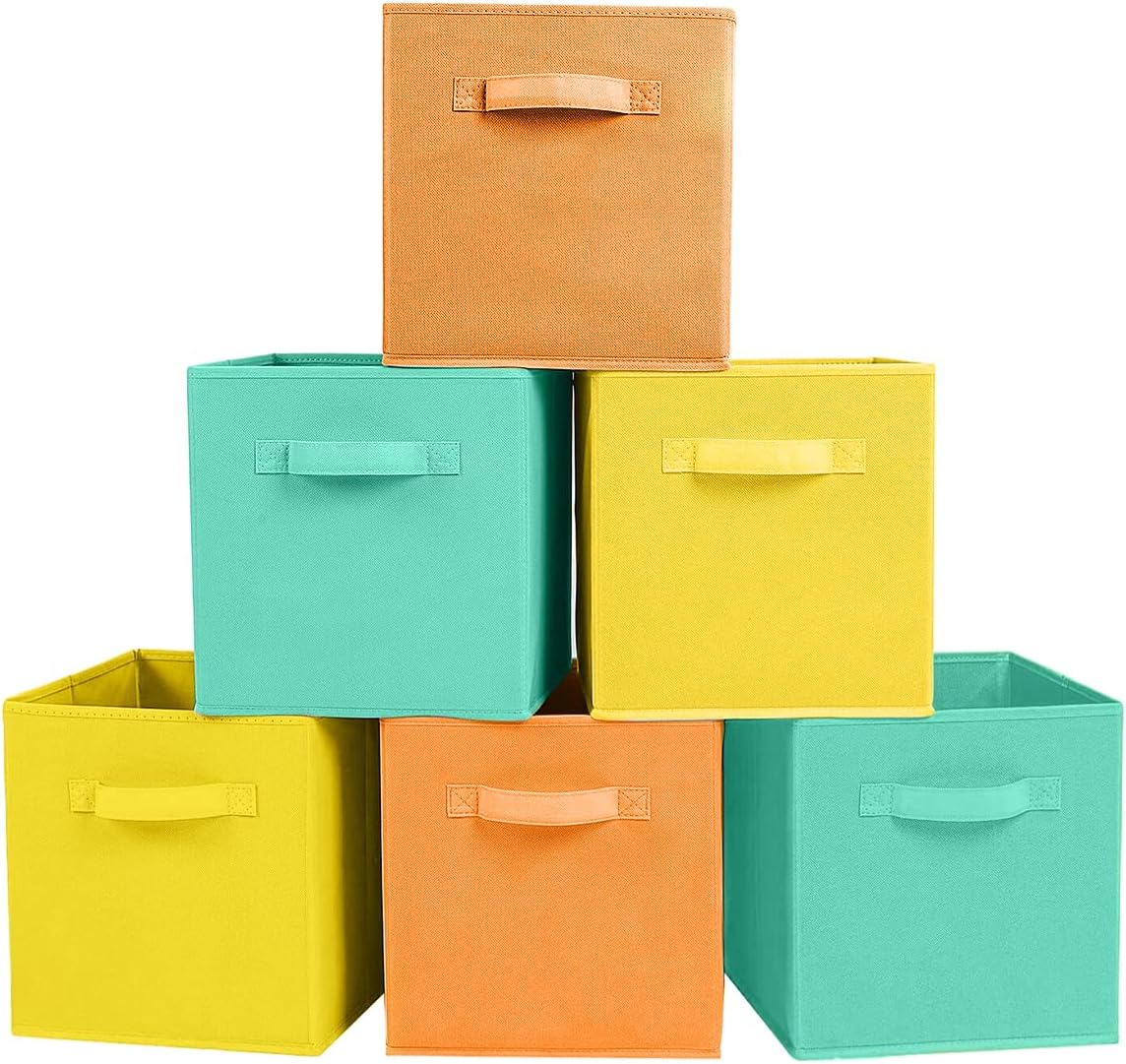 ShellKingdom Storage Bins, Foldable Fabric Storage Cubes And Cloth Organizer Drawer For Closet And Toys, 6 Pack (Lavender+Light Blue+Pink) - PuriLite
