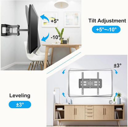 XINLEI TV Full Motion TV Wall Mount for Most 26"-70" Flat Screen/LED/ 4K TVs, Swivel/Tilt TV Bracket with Articulating Dual Arms, Support 99lbs, Max VESA 400x400mm (MA570) - PuriLite