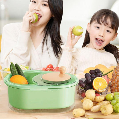 Fruit Spinner,Portable Rotating Salad Spinner and Dryer | Salad Cleaner, Kitchen Strainer Drainer Basket, Food Wash Bowl, Manual Lettuce Washer - PuriLite