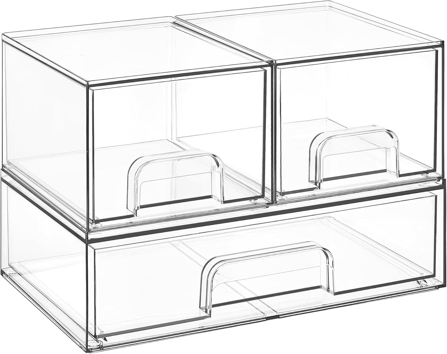 Vtopmart 3 Pack Stackable Clear Plastic Drawer Organizer, Makeup Organizers and Storage for Eyeshadow Palettes, Cosmetics, Beauty Supplies, Ideal for Vanity, Desk, Office, Bathroom Organization - PuriLite