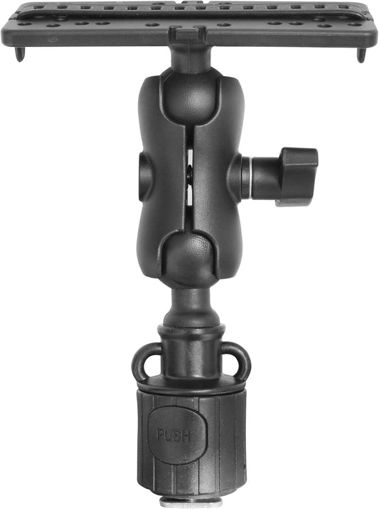 KUNPENG Upgrade Universal Fish Finder Mount Round Base, 360° Rotation Ball-Mount Fish Finder Bracket for Marine Boat Kayak Pontoon Canoe Can Installed M6 Single Hole or Slide Rail - PuriLite