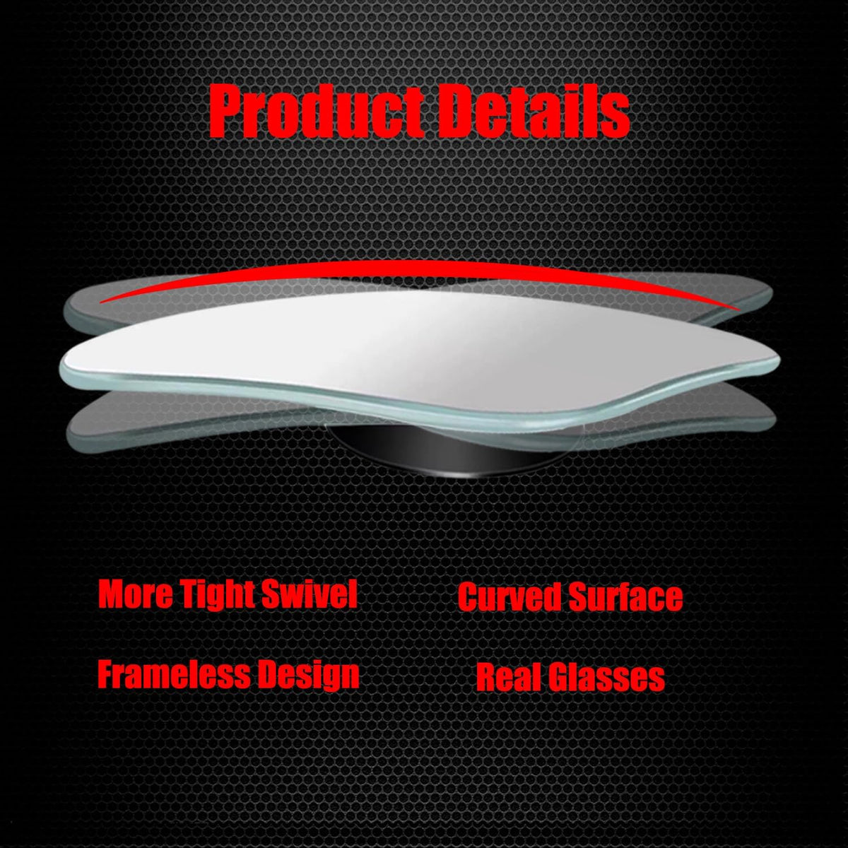 Ampper Blind Spot Mirror, 2" Round HD Glass Frameless Convex Rear View Mirror, Pack of 2 - PuriLite
