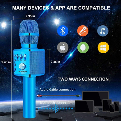 BONAOK Wireless Bluetooth Karaoke Microphone,3-in-1 Portable Instrument Wireless Microphone Mic Speaker Machine Home Party Birthday for All Smartphones（Black） - PuriLite