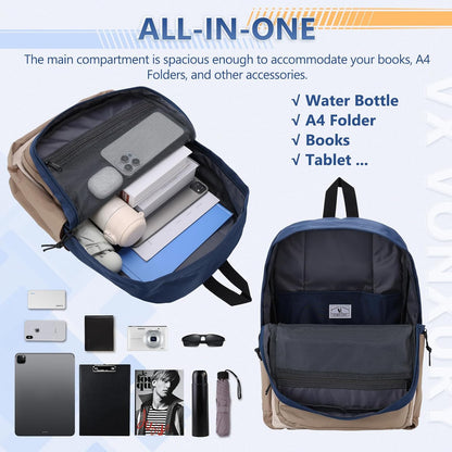 School Backpack for Kids,Lightweight Water Resistant Work Travel Backpack for Women Men Teens VONXURY - PuriLite