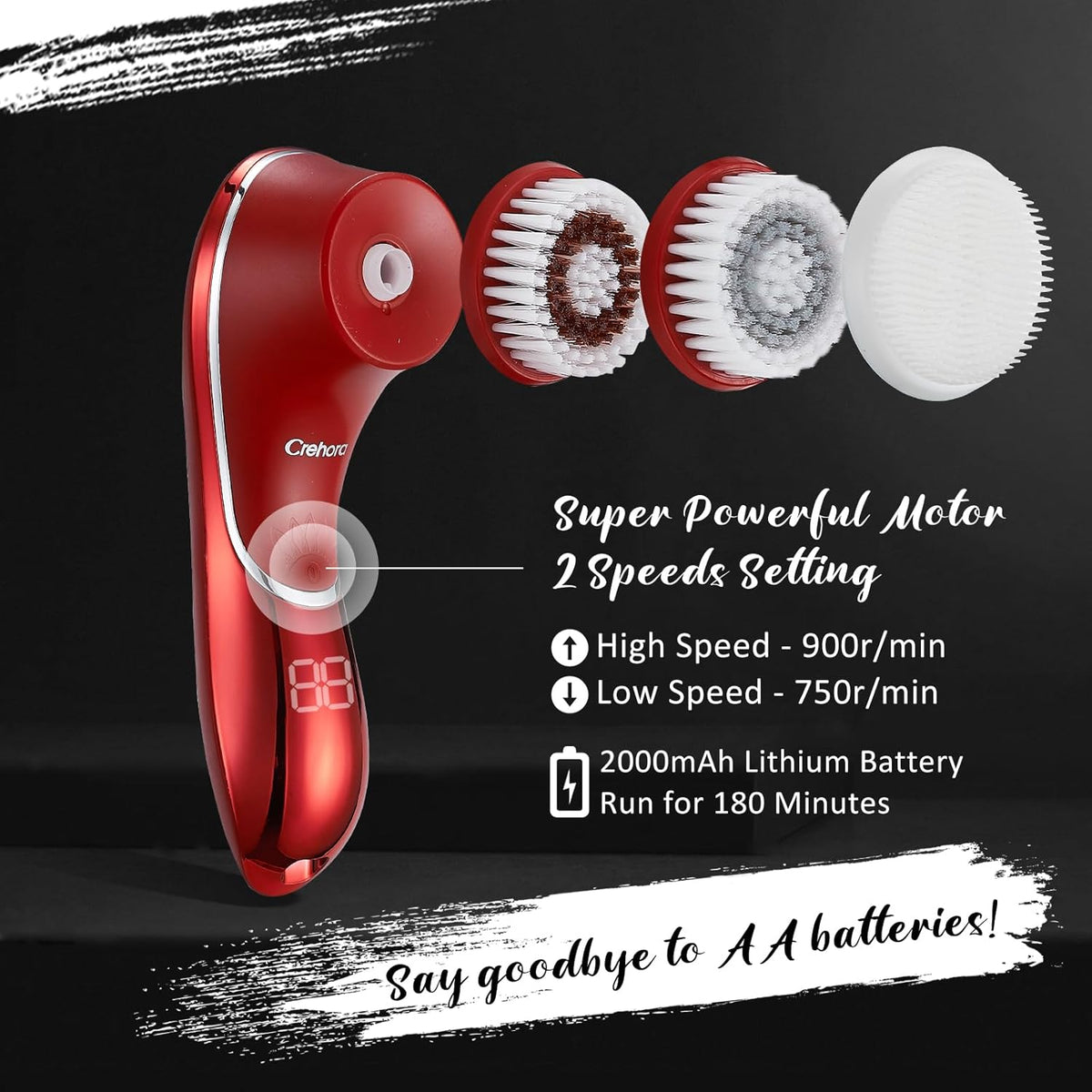 Facial Cleansing Brush, Face Scrubber Exfoliator, Face Scrubber Rechargeable IPX-7 Waterproof, Electric Face Scrubber, Electric Face Spin Brush for Exfoliating, Massaging and Deep Cleansing - PuriLite