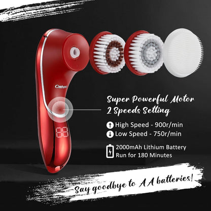 Facial Cleansing Brush, Face Scrubber Exfoliator, Face Scrubber Rechargeable IPX-7 Waterproof, Electric Face Scrubber, Electric Face Spin Brush for Exfoliating, Massaging and Deep Cleansing - PuriLite