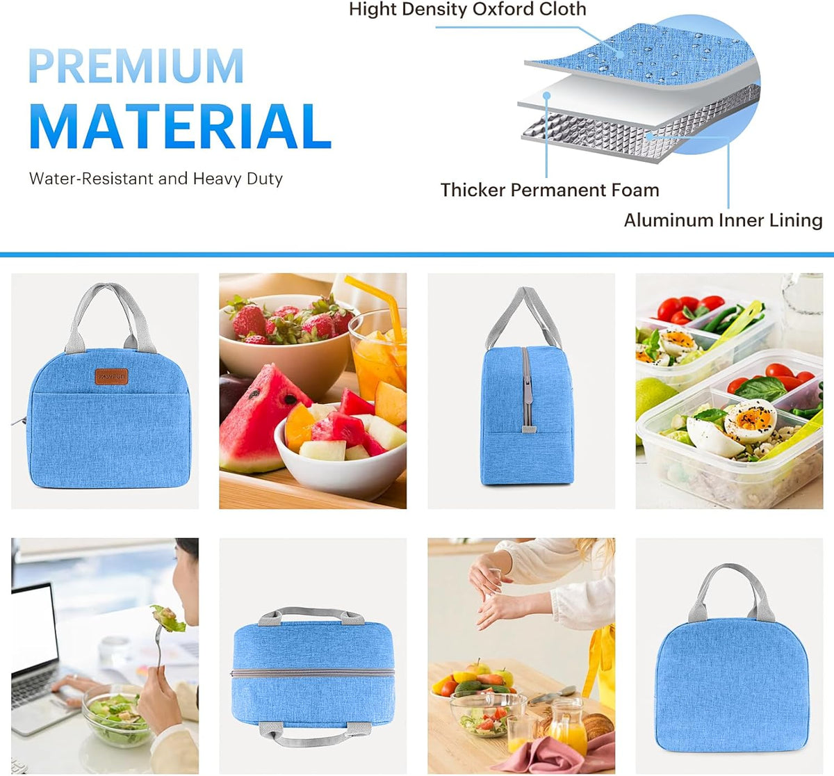 Lunch Bag for Women & Men Adult Insulated Lunch Box, Small Leakproof Cooler Food Lunch Containers Reusable High Capacity Lunch Tote Bags for Work, Travel, Outdoor - PuriLite