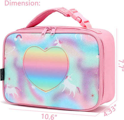 FlowFly Kids Lunch Box Insulated Soft Bag Mini Cooler Back to School Thermal Meal Tote Kit for Girls, Boys, Black - PuriLite