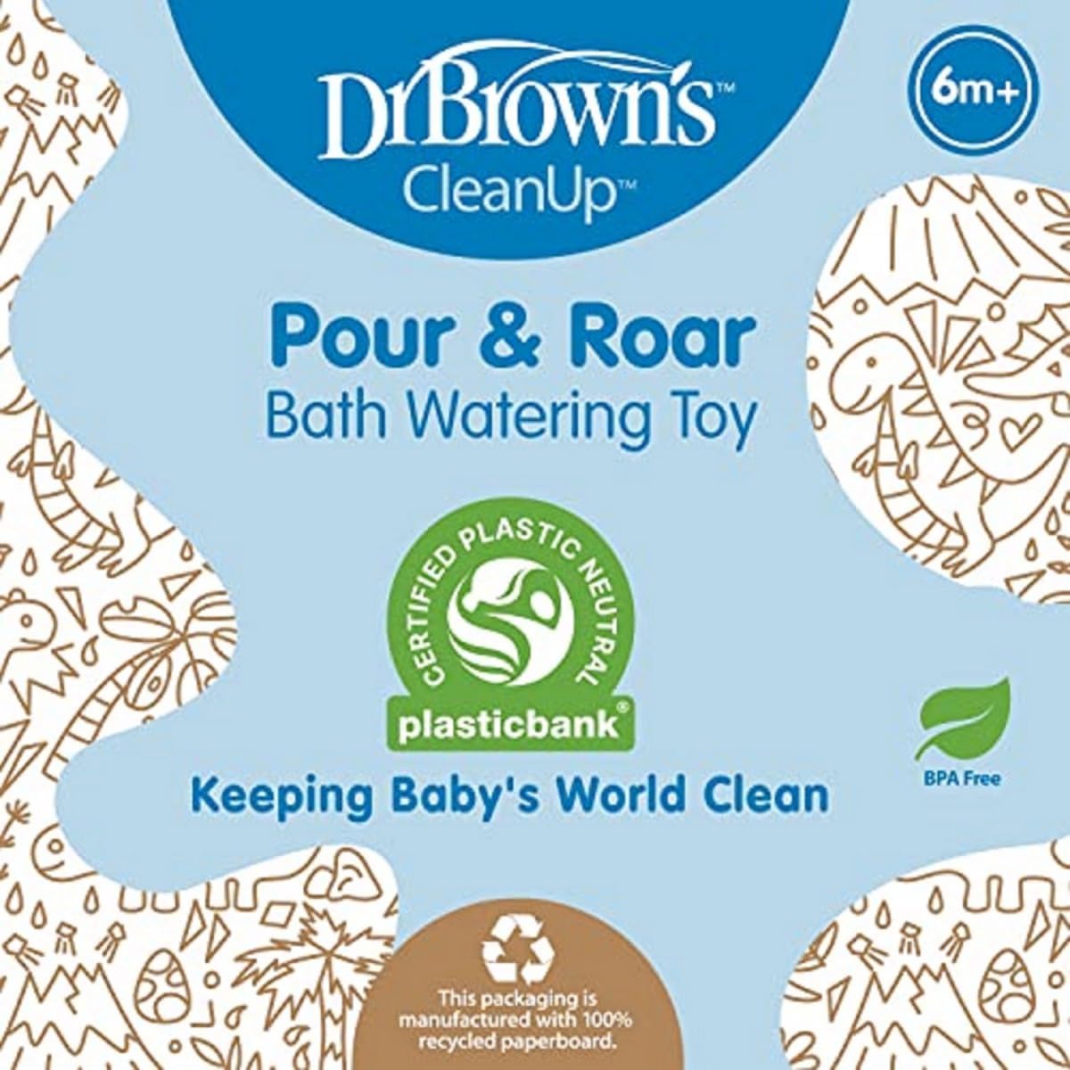 Dr. Brown’s CleanUp Pour & Roar Watering Can, Baby Bath Essentials Kids Toy, BPA Free, Certified Plastic Neutral, 6m+ - PuriLite
