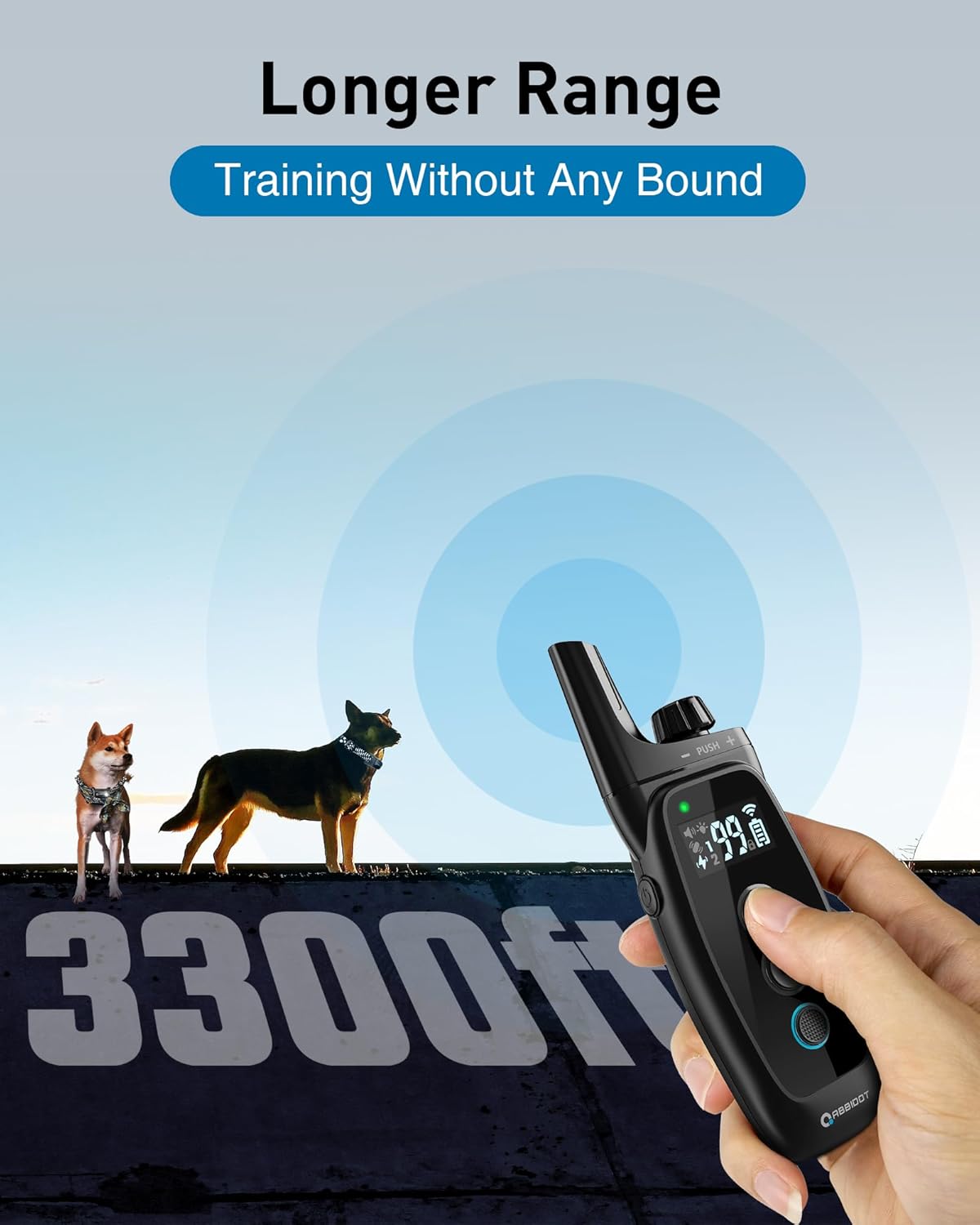 ABBIDOT Shock Collar 2 Dogs - 3300ft Dog Training Collar with Remote, 151 Levels Electric Collar, Safety Lock, Waterproof Rechargeable E Collar for Small Medium Large Dogs (Deep Black, 2 Collars) - PuriLite