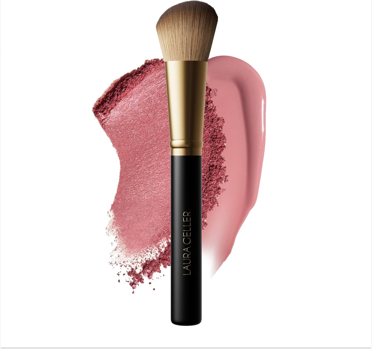 LAURA GELLER NEW YORK Dual-Ended Blush + Bronzer Brush - Blush Bronzer Contour Face Makeup Brush - PuriLite