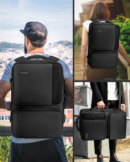 Vancropak Carry on Backpack, Airline Approved 45L Travel Backpack with 3 Packing Cubes - PuriLite