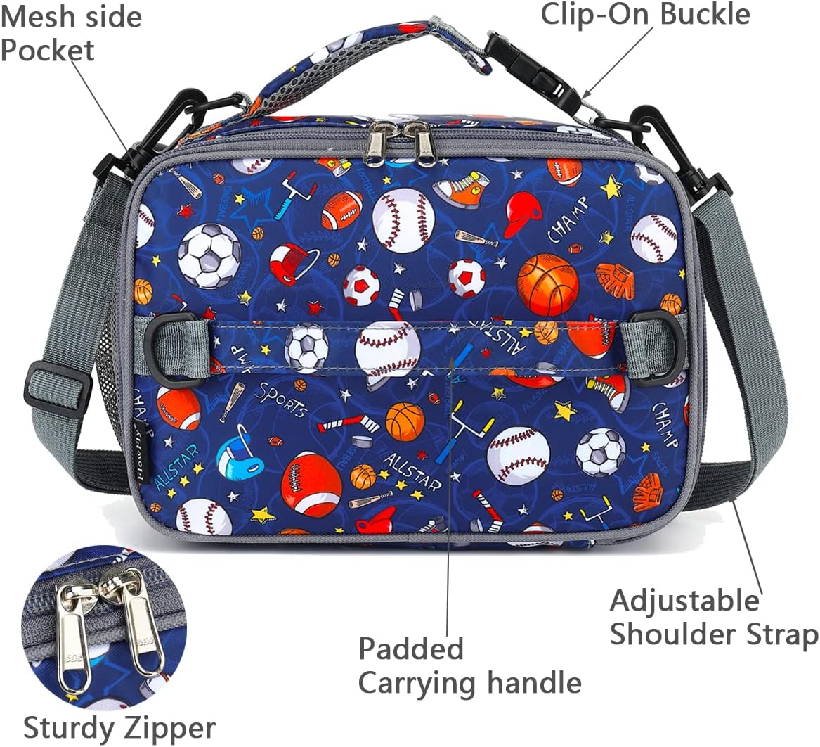 FlowFly Kids Lunch Box Insulated Soft Bag Mini Cooler Back to School Thermal Meal Tote Kit for Girls, Boys, Black - PuriLite