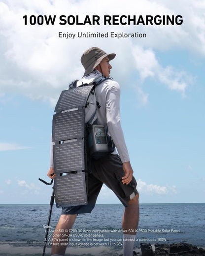 Anker SOLIX Power Bank Station C200 DC, 192Wh Portable Power Station, LiFePO4 Battery, 200W Solar Generator, for Outdoor Camping, Traveling, and Emergencies (No Wall Charger Included) - PuriLite