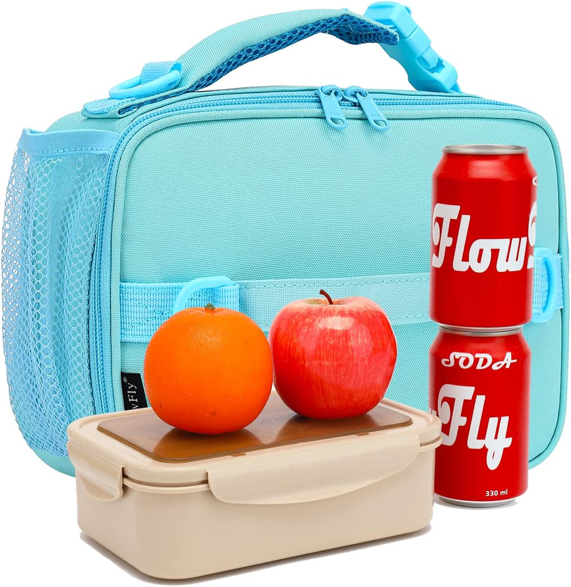 FlowFly Kids Lunch Box Insulated Soft Bag Mini Cooler Back to School Thermal Meal Tote Kit for Girls, Boys, Black - PuriLite