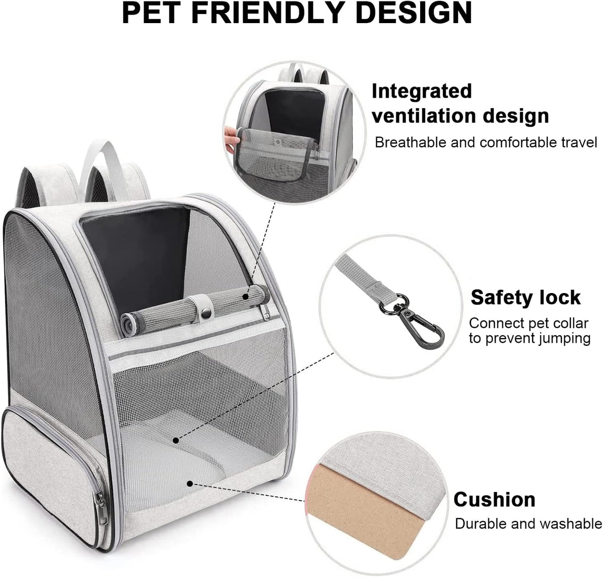 Large Cat Carrier Backpack, Pet Backpack Carrier for Small Dog Up to 16 Pounds, Breathable Vented Design Backpack for Travelling and Hiking Outdoor, White… - PuriLite