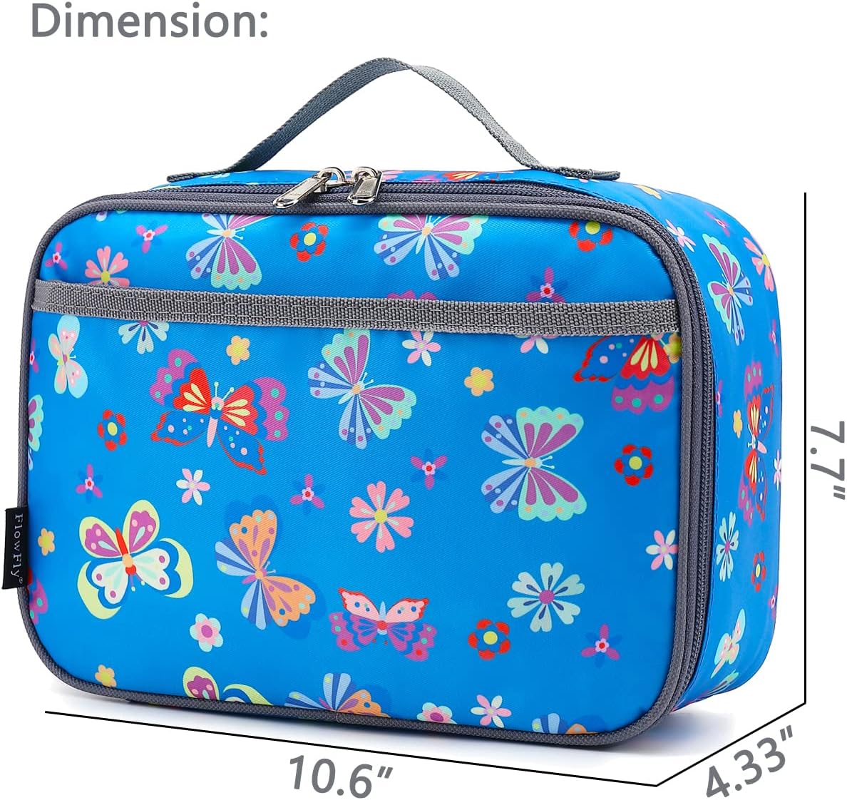 FlowFly Kids Lunch Box Insulated Soft Bag Mini Cooler Back to School Thermal Meal Tote Kit for Girls, Boys, Black - PuriLite