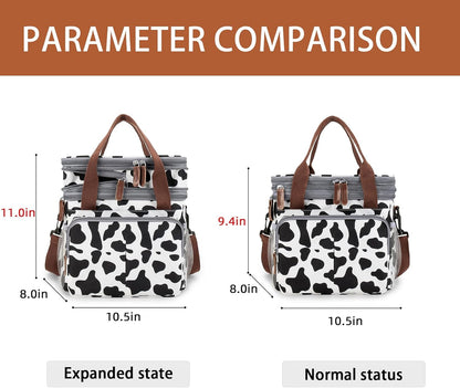 Lunch Bag Women Insulated Lunch Box for Work, Purple Expandable Large Lunch Bags, Leakproof Double Deck Lunch Box Cooler Bag（Purple） - PuriLite