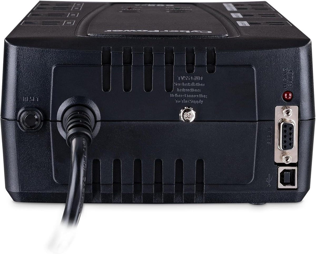 CyberPower CP825AVRLCD Intelligent LCD UPS System, 825VA/450W, 8 Outlets, AVR, Compact - PuriLite
