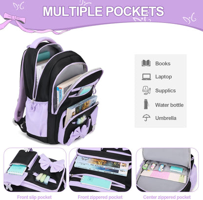 DIGOBAY Backpack for Girls, 3PCS Girls Backpack with Lunch Bag Pencil Case, Kids Backpack for Kindergarten Elementary School - PuriLite