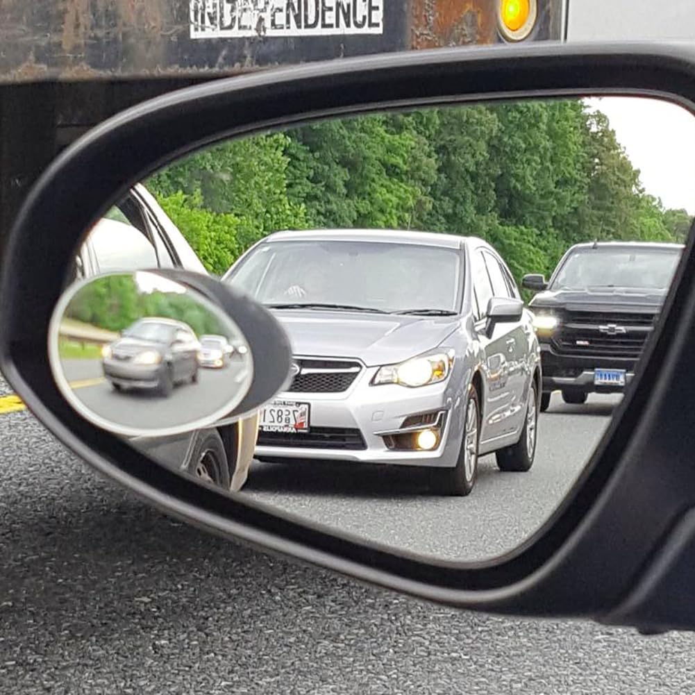 Ampper Blind Spot Mirror, 2" Round HD Glass Frameless Convex Rear View Mirror, Pack of 2 - PuriLite