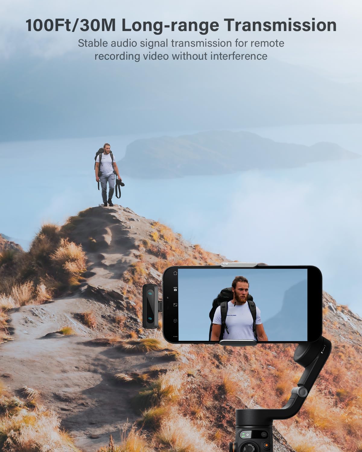 Wireless Lavalier Microphone for iPhone, iPad, Android Phone，2-Pack Mini Microphone with Noise Reduction, Auto Pairing and Mute & Reverb for Vlogging, Video Recording, TikTok, YouTube - Plug & Play - PuriLite